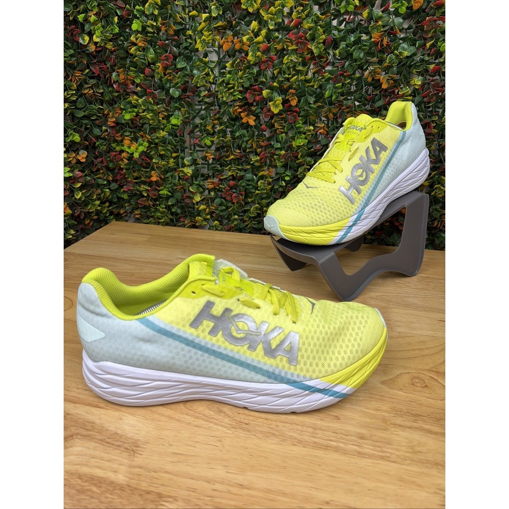 Hoka One One U Rocket X Shoes Blue Glass Evening Primrose 1113532-BGEPR Mens 13